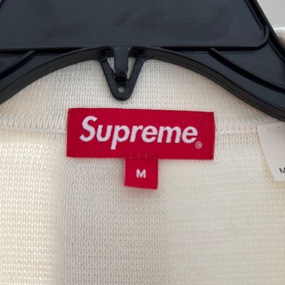 Supreme Contrast Stitch Button Up Sweater in Natural - Picture 4 of 10